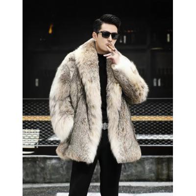 男士进口貂皮大衣男加拿大进口猞猁皮草中长款青果领加厚裘皮外套